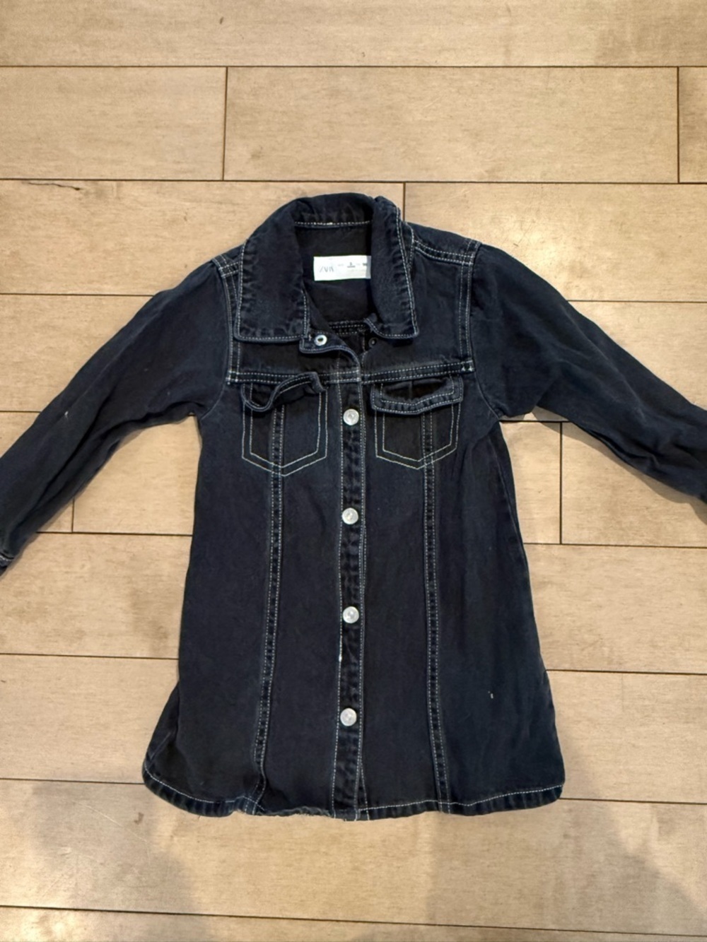 Zara Black Button Up Denim Mini Dress